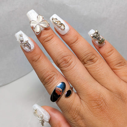 White Moon Butterfly - Press on Nails